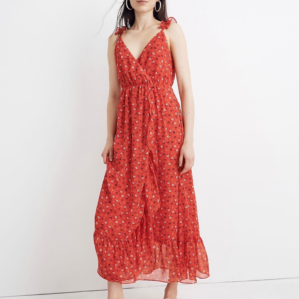 Madewell Red Floral Dress size 8